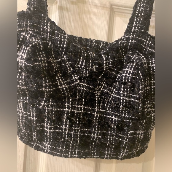 Japna Women’s Cropped Tweed Top, Size Small Black/White Plaid, EUC - Picture 2 of 4
